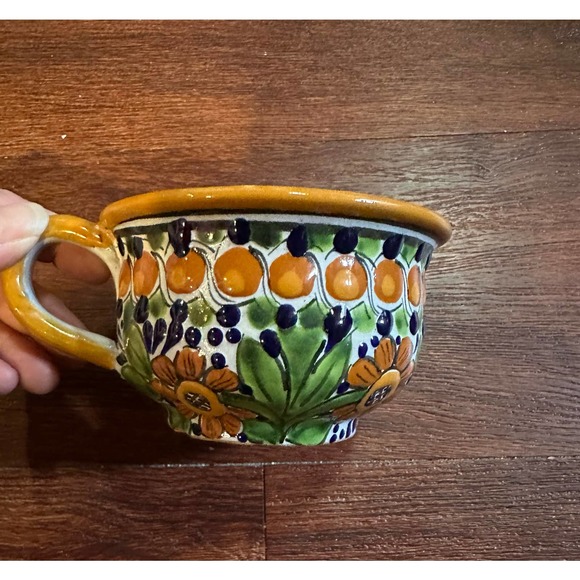 🏠 Handmade hand painted and signed Mexican Pottery Talavera 4.5 inch cup - Picture 4 of 10
